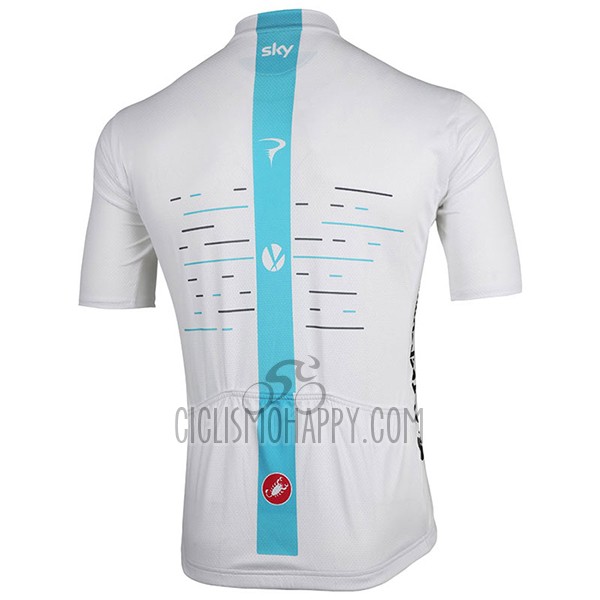 Sky Cycling Jersey Bib Short 2017 Short Sleeve White